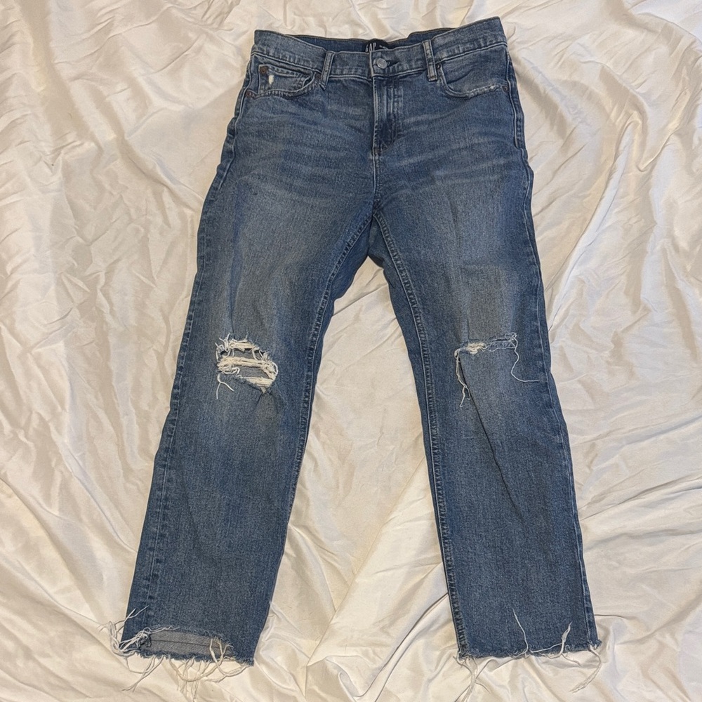 GAP Blue Distressed Ankle Jeans